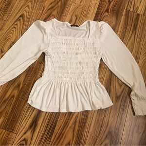 Poof New York White/Cream Smocked Blouse women’s size - Small
